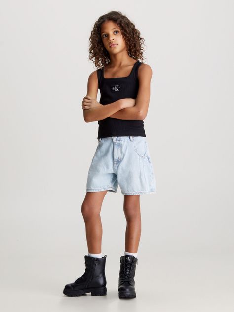 Polera Niña Rib Badge Square Negro Calvin Klein-1