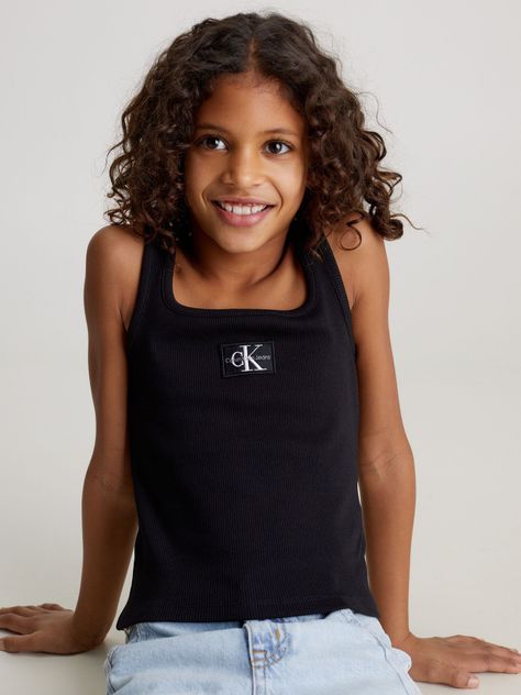 Polera Niña Rib Badge Square Negro Calvin Klein-3