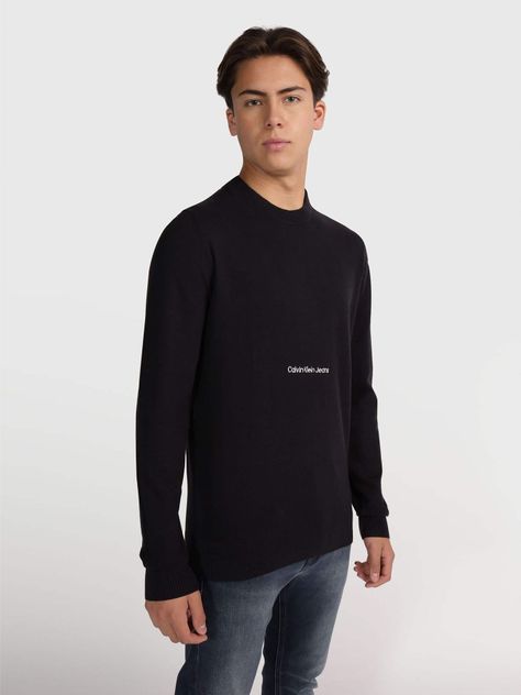 Sweater Institutional Essential Negro Calvin Klein-0