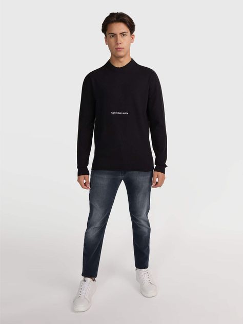 Sweater Institutional Essential Negro Calvin Klein-1