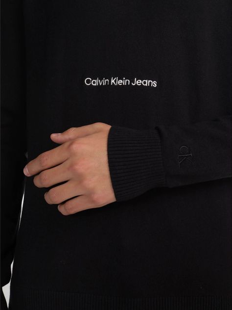 Sweater Institutional Essential Negro Calvin Klein-3