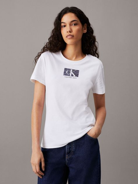 Polera Printed Box Slim Blanco Calvin Klein-0