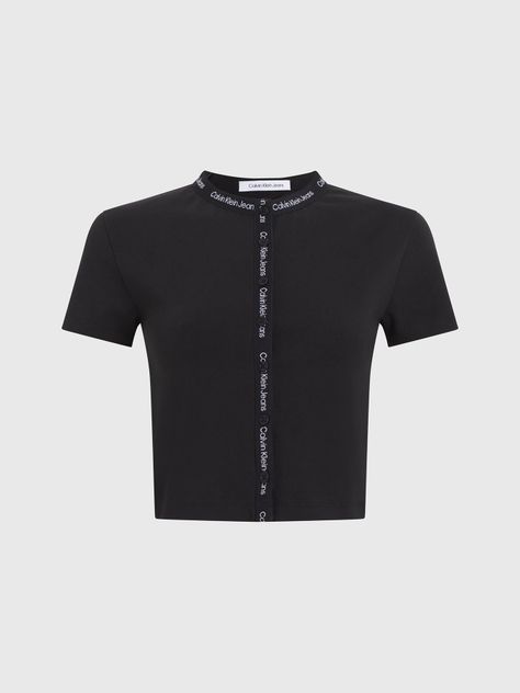 Polera Logo Elastic Button Shirt Negro Calvin Klein-4