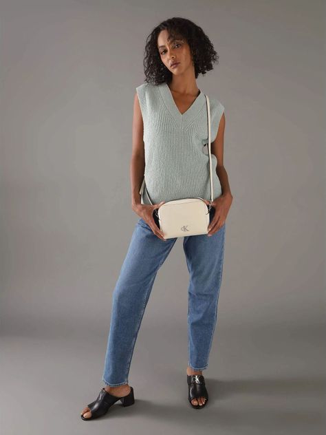 Bandolera Minimal Monogram Beige Calvin Klein-1