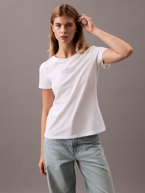 Polera Faded Monologo Slim Blanco Calvin Klein-0