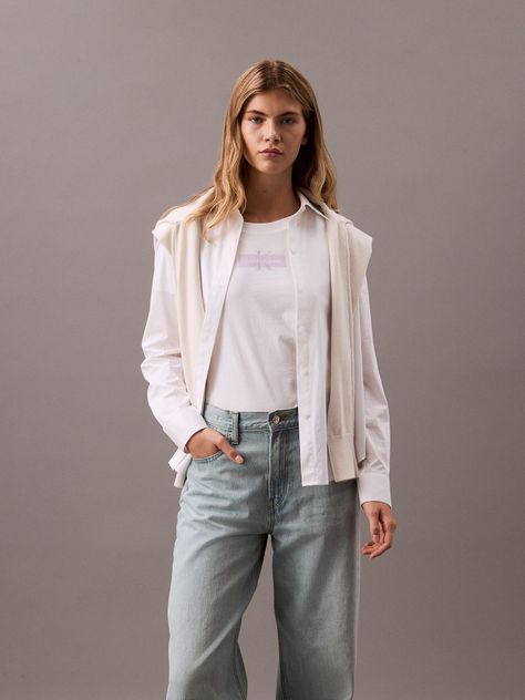 Polera Faded Monologo Slim Blanco Calvin Klein-3