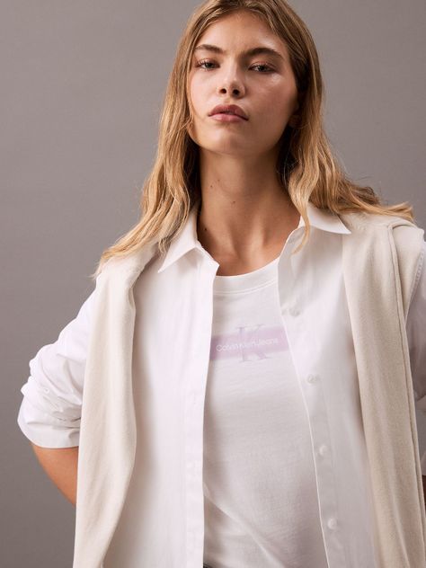 Polera Faded Monologo Slim Blanco Calvin Klein-4