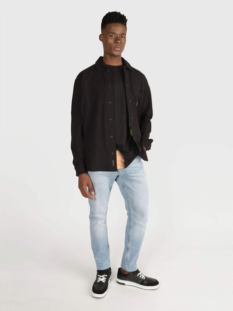Camisa Knitted Frabric Negro Calvin Klein-1