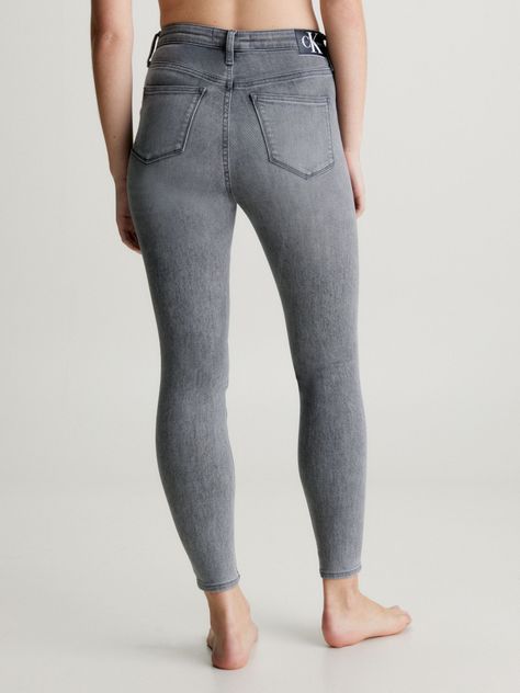 Jeans High Rise Super Skinny Ankle Gris-1
