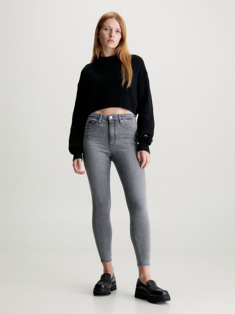 Jeans High Rise Super Skinny Ankle Gris-3