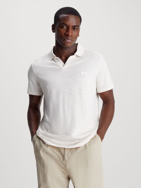 Polo Cotton Linen Blanco Calvin Klein-0