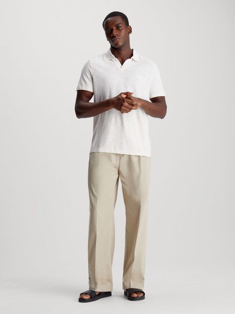 Polo Cotton Linen Blanco Calvin Klein-1