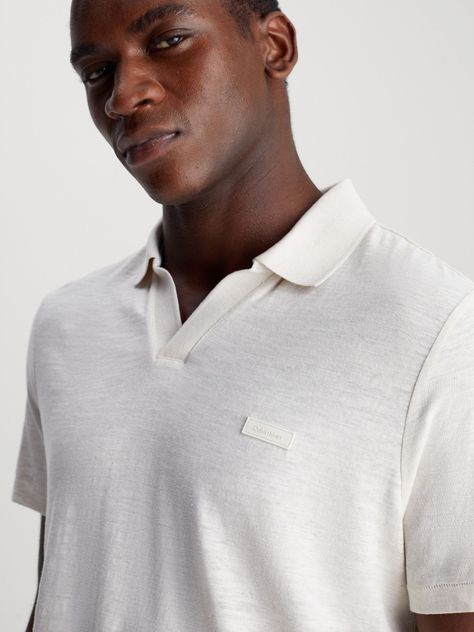 Polo Cotton Linen Blanco Calvin Klein-3