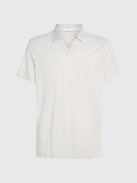 Polo Cotton Linen Blanco Calvin Klein-4