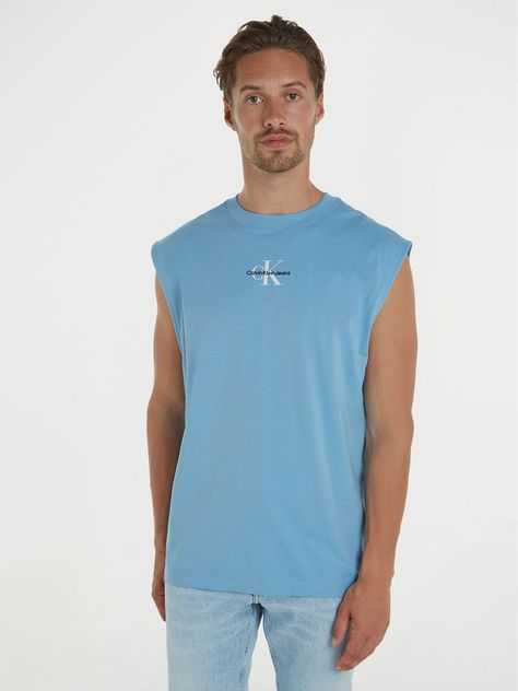Polera Monologo Sleeveless Azul Calvin Klein-0