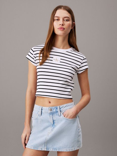 Polera Woven Label Rib Baby Blanco Calvin Klein-0