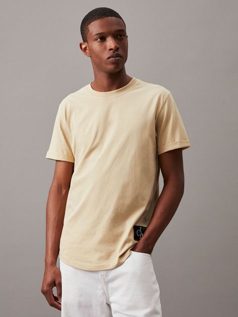 Polera Badge Turn Up Sleeve Beige Calvin Klein-0