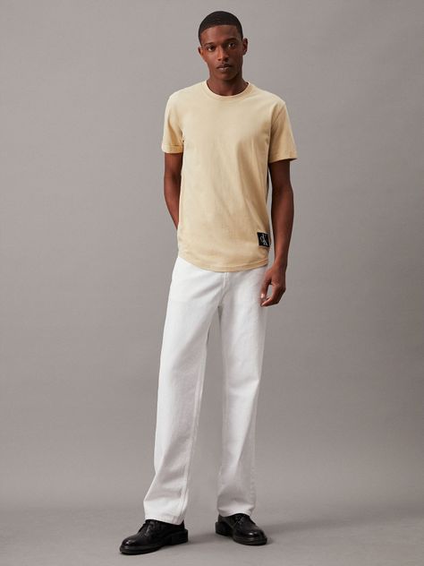 Polera Badge Turn Up Sleeve Beige Calvin Klein-1