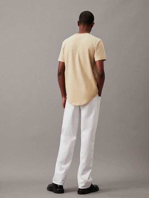 Polera Badge Turn Up Sleeve Beige Calvin Klein-2