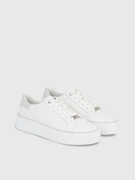 Zapatilla de Cuero Flatform Lace Up Blanco Calvin Klein-0