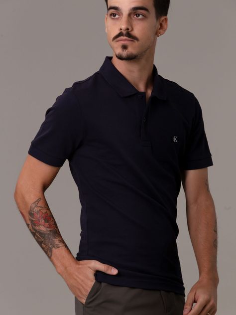 Polo CK Embro Badge Slim Azul Calvin Klein-0