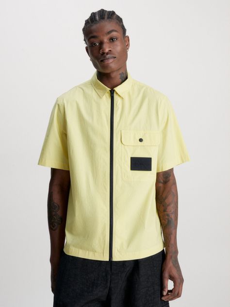 Camisa Stretch Poplin Con Cierre Amarillo Calvin Klein-0
