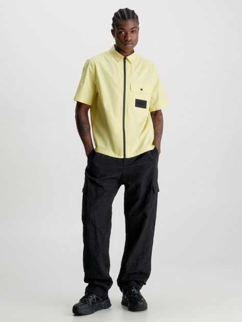 Camisa Stretch Poplin Con Cierre Amarillo Calvin Klein-1