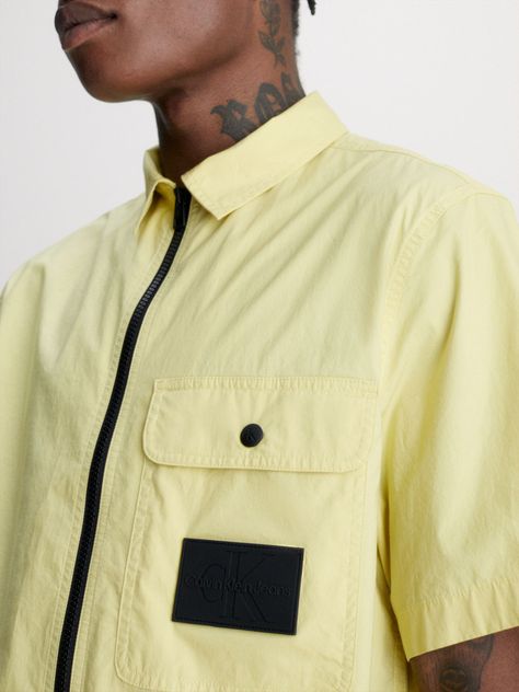 Camisa Stretch Poplin Con Cierre Amarillo Calvin Klein-3