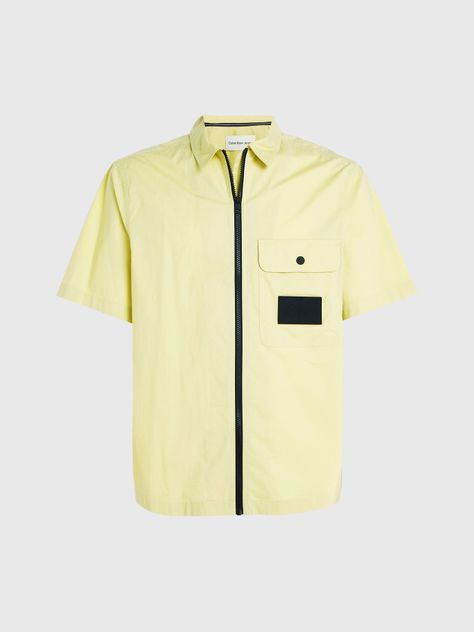 Camisa Stretch Poplin Con Cierre Amarillo Calvin Klein-4