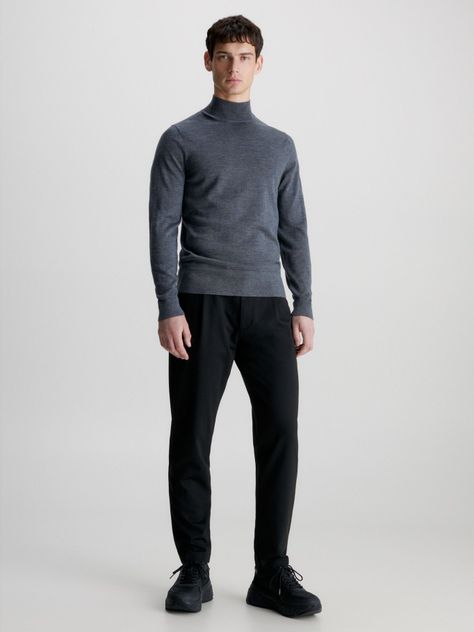 Sweater Cuello Alto Merino Mock Gris P4E Calvin Klein-1