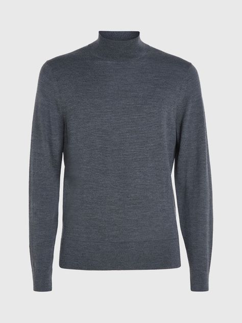 Sweater Cuello Alto Merino Mock Gris P4E Calvin Klein-4