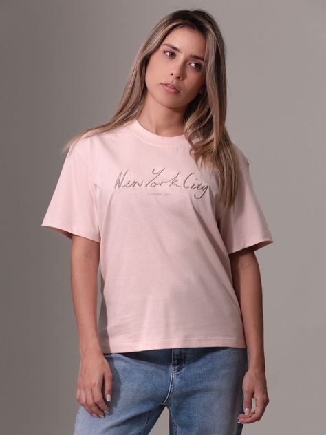 Polera Embroidered Nyc Relaxed Rosado Calvin Klein-0
