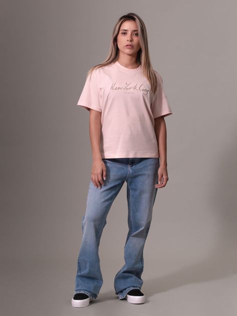 Polera Embroidered Nyc Relaxed Rosado Calvin Klein-1