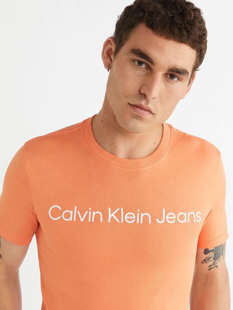 Polera Institutional Logo Naranja Calvin Klein-3