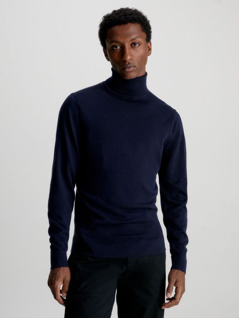 Sweater Cuello Alto Merino Azul Calvin Klein-0