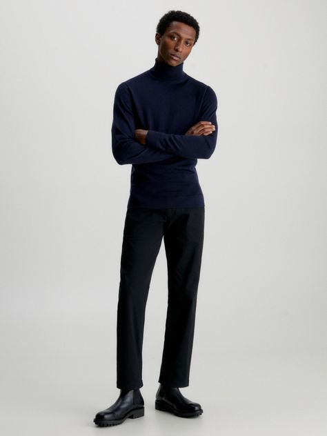 Sweater Cuello Alto Merino Azul Calvin Klein-1