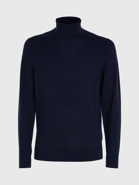 Sweater Cuello Alto Merino Azul Calvin Klein-4