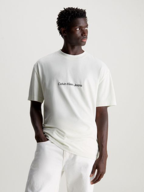 Polera Square Frequency Logo Blanco Calvin Klein-0