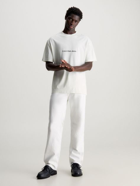 Polera Square Frequency Logo Blanco Calvin Klein-1