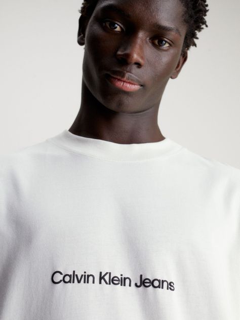 Polera Square Frequency Logo Blanco Calvin Klein-3