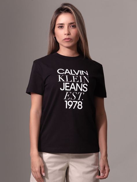 Polera Mixed Logo Regular Negro Calvin Klein-0