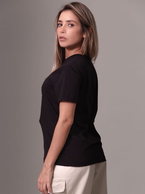 Polera Mixed Logo Regular Negro Calvin Klein-3