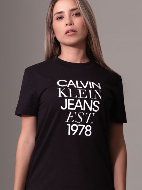 Polera Mixed Logo Regular Negro Calvin Klein-4