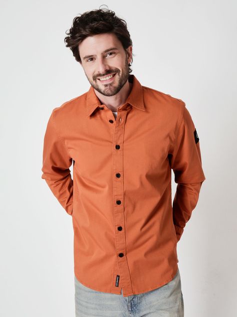 Camisa Monologo Badge Relaxed Naranja Calvin Klein-0