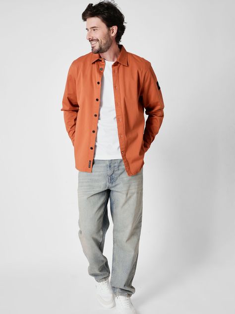 Camisa Monologo Badge Relaxed Naranja Calvin Klein-1