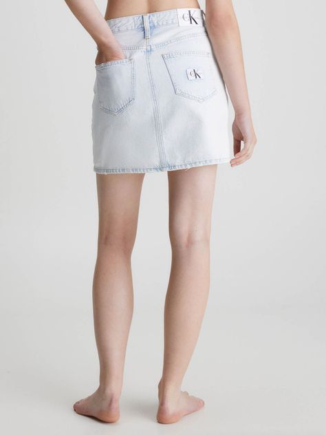 Minifalda denim de tiro alto Blanco Calvin Klein-2