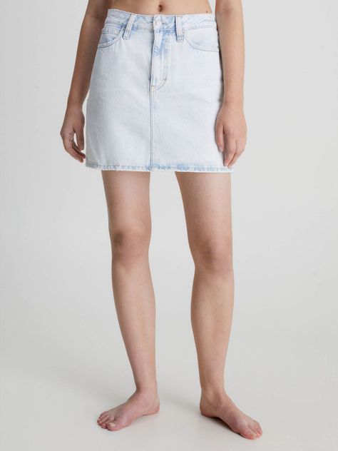 Minifalda denim de tiro alto Blanco Calvin Klein-0
