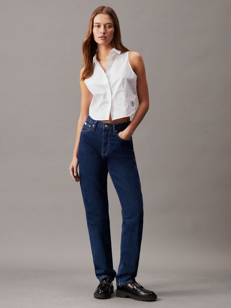 Blusa Woven Label Blanco Calvin Klein-1