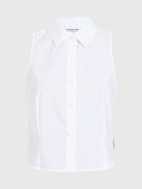 Blusa Woven Label Blanco Calvin Klein-5