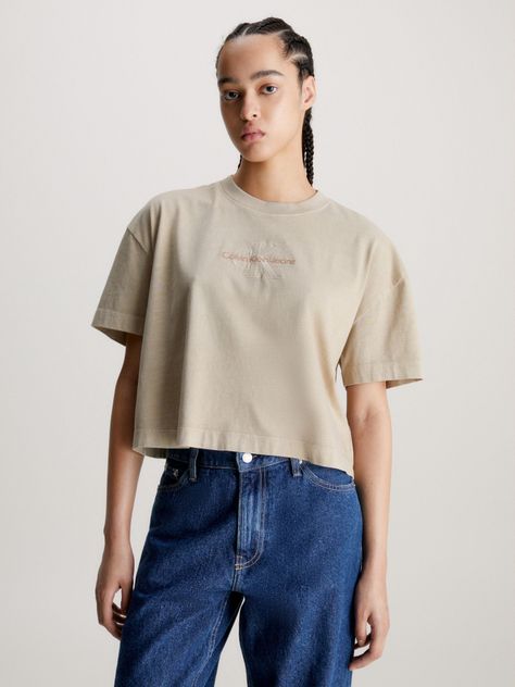 Polera Mineral Dye Monologo Beige-0